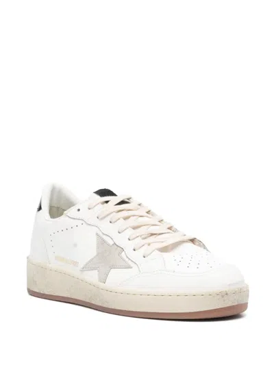 Golden Goose Women's Ballstar 2 Leather Upper And Spur Suede Star Shiny Leather Heel Sneaker In White