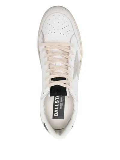 Golden Goose Women's Ballstar 2 Leather Upper And Spur Suede Star Shiny Leather Heel Sneaker In White