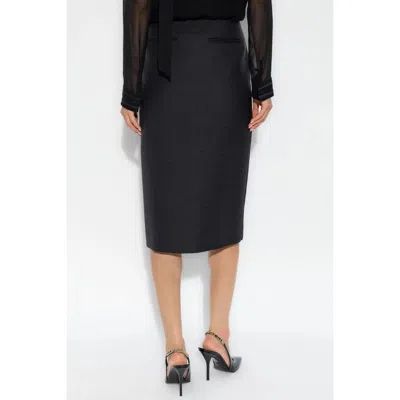 Gucci High Waist Knee-length Skirt With Back Slit And Side Pockets In Black