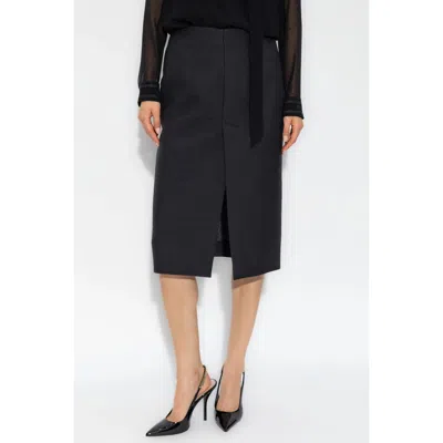 Gucci High Waist Knee-length Skirt With Back Slit And Side Pockets In Black