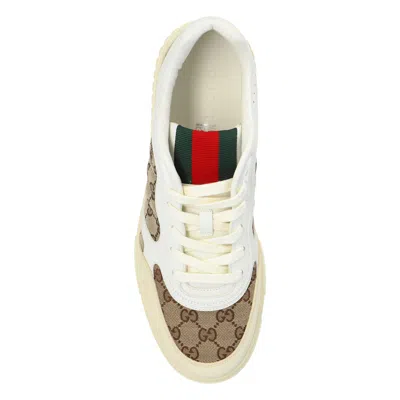 Gucci Men Re-web Low-top Leather And Suede Sneakers With Gg Supreme Fabric Inserts In Multi