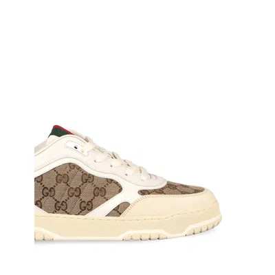 Gucci Men Re-web Low-top Leather And Suede Sneakers With Gg Supreme Fabric Inserts In Multi