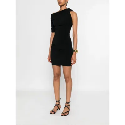 Jacquemus La Mini Robe Drapeado Jersey Dress In Black