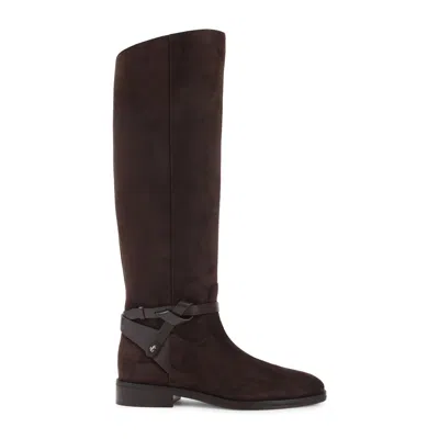 Jimmy Choo Suede Lawton Kb Flat Boots In Brown