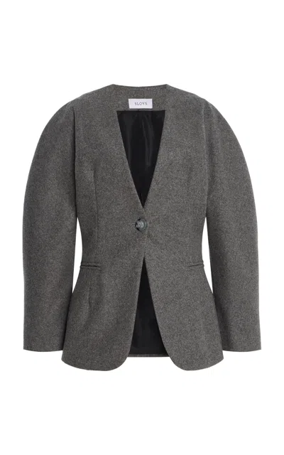 Sloan Circular-sleeve Wool Blazer In Gray