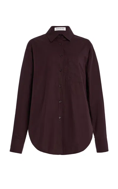 The Frankie Shop Lui Cotton Poplin Shirt In Brown