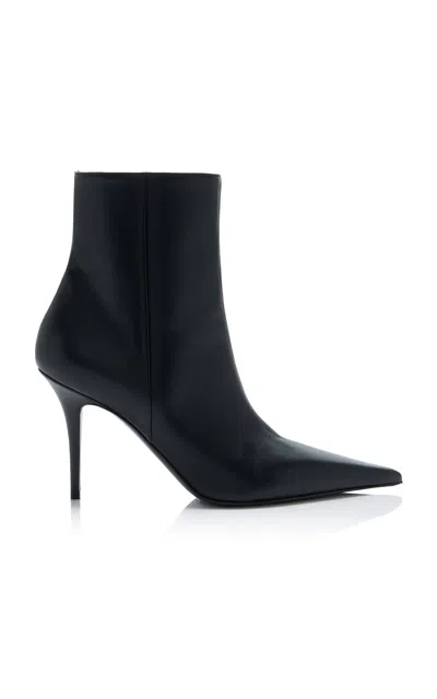 Amina Muaddi Leather Barbara Heeled Ankle Boots 90 In Black