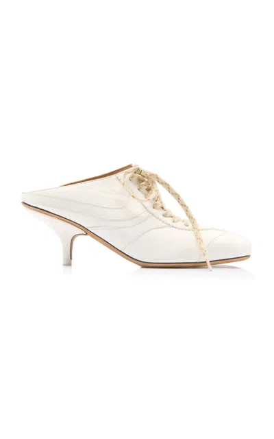 Dries Van Noten White Heeled Sneaker Mules In White