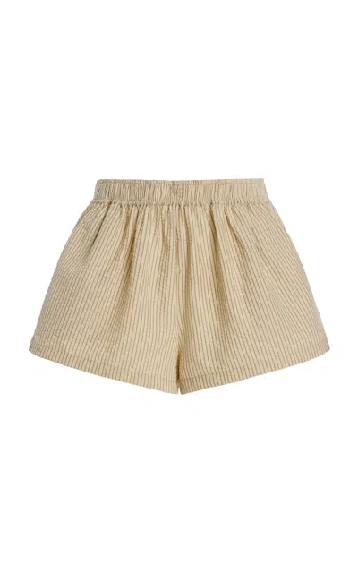 Elce Exclusive Sidney Striped Cotton-blend Seersucker Shorts In Neutral