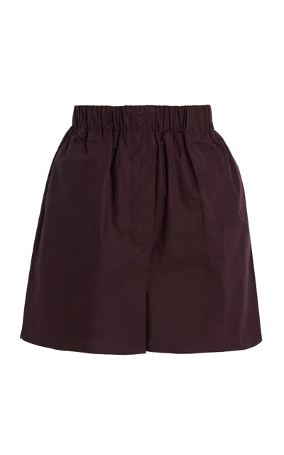 The Frankie Shop Straight Cut Shorts With Elastic Waistband And Back Pocket In Burgundy