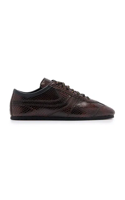 Dries Van Noten Leather Snakeskin-effect Dustin Sneakers In Brown