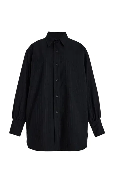 Sloan Exclusive Boyfriend Wool Shirt In Black