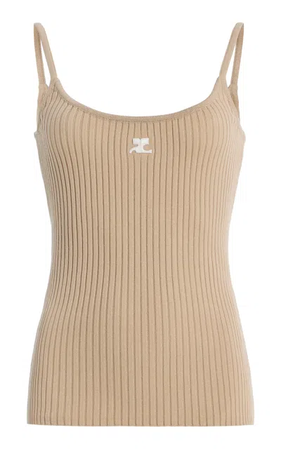 Courrèges Reedition Knit Tank Top In Brown