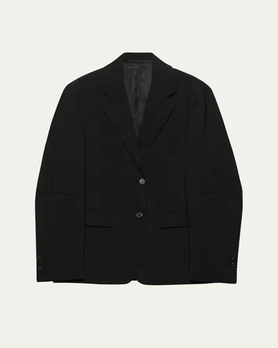 Prada Single-breasted Jacket In Superfine Wool In Black