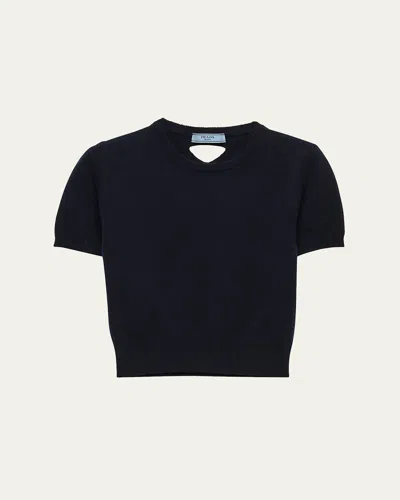 Prada Cut-out Logo Sweater In Animal Print