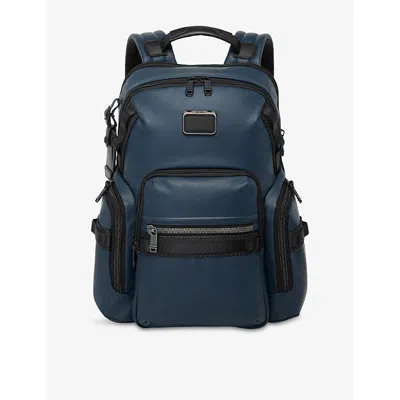 Tumi Womens Navy Coated Canvas Alpha Bravo Navigation Leather Backpack