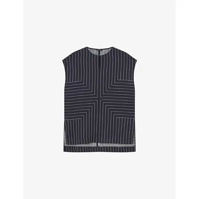 Joseph Sleeveless Geometric-striped Top In Black