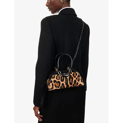 Givenchy Antigona East West Brown Mini Handbag With Animalier Print And Logo Lettering On The Front In Leathe In Animal Print