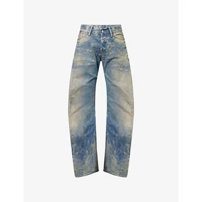 Acne Studios Womens Mid Blue Barrel-leg Goldmine Denim Jeans In Multi