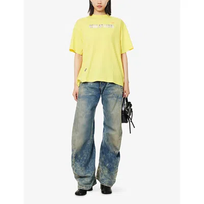 Acne Studios Womens Mid Blue Barrel-leg Goldmine Denim Jeans In Multi