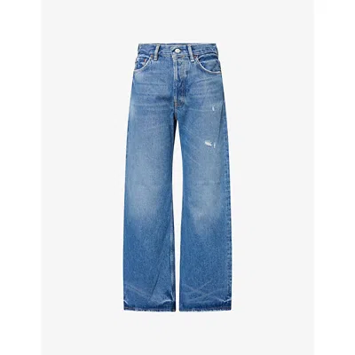 Acne Studios Womens Mid Blue Vintage Blue Flared-leg Denim Jeans In Blue