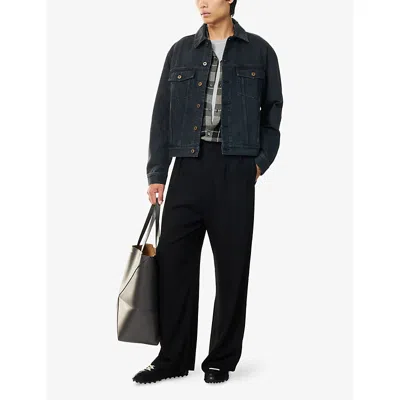 Loewe Anagram Cut-outs Medium-weight Washed Denim Jacket Clothing In Black