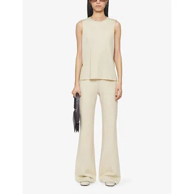 Joseph Womens Affogato Round-neck Regular-fit Cotton And Silk-blend Tank Top In Neutral