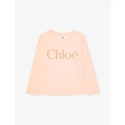 Chloé Pink T-shirt For Girl With Logo In Neutral