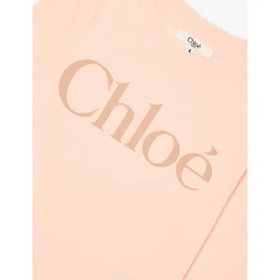 Chloé Pink T-shirt For Girl With Logo In Neutral