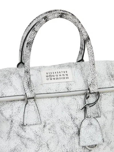 Maison Margiela Textured Leather Shoulder Bag And Strap In White