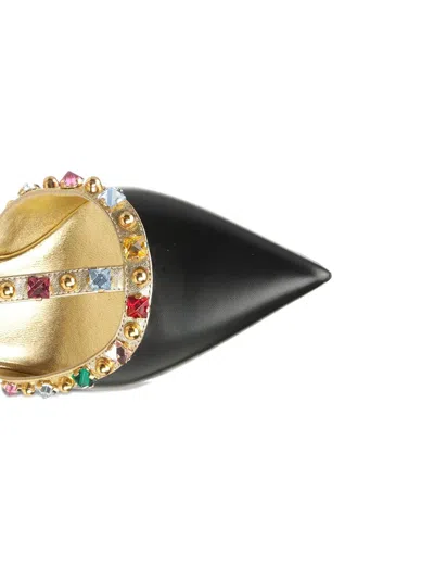 Valentino Garavani Rockstud 100 Embellished Metallic Leather Pumps In Black