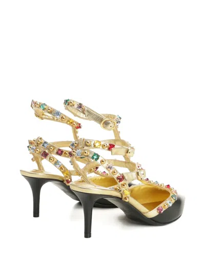 Valentino Garavani Rockstud 100 Embellished Metallic Leather Pumps In Black