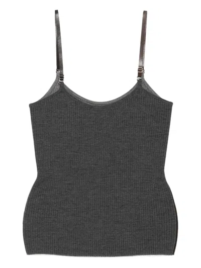 Jnby Wool Camisole Knitted Vest In Gray