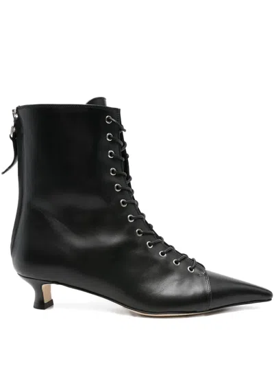 Aeyde 40mm Trixi Lace-up Pointed-toe Boots In Black