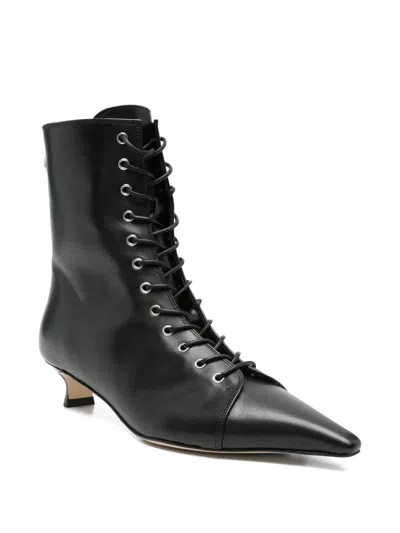 Aeyde 40mm Trixi Lace-up Pointed-toe Boots In Black