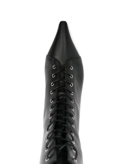 Aeyde 40mm Trixi Lace-up Pointed-toe Boots In Black
