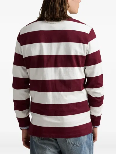 Polo Ralph Lauren Classic Fit Burgundy/cream Striped Polo Shirt In Burgundy