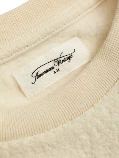 American Vintage Bobypark Embroidered Fleece Sweatshirt In Neutral