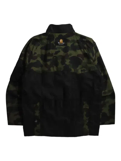 A Bathing Ape Camouflage-patterned Buttoned Jacket In Green