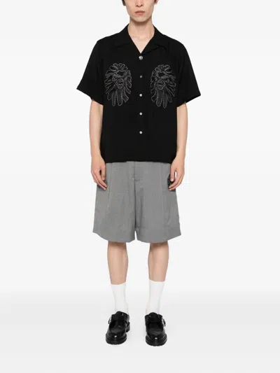 Bape Embroidered-logo Shorts In Gray