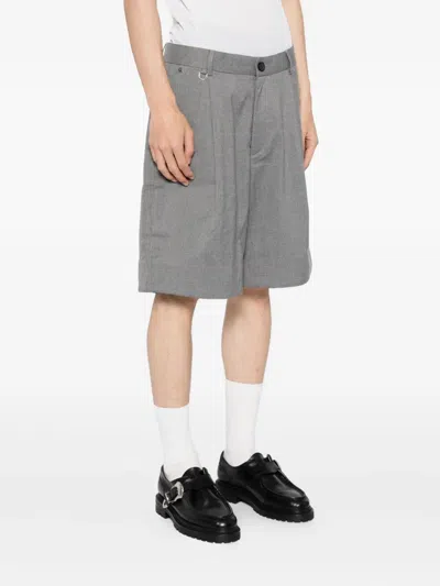 Bape Embroidered-logo Shorts In Gray