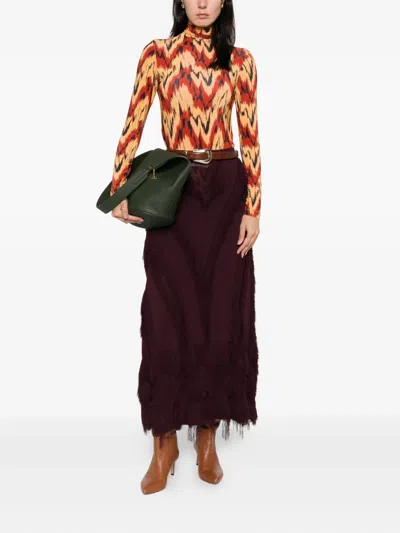 Ulla Johnson Aurelia Geometric Turtleneck Top In Orange