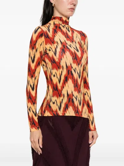 Ulla Johnson Aurelia Geometric Turtleneck Top In Orange