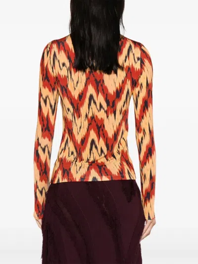 Ulla Johnson Aurelia Geometric Turtleneck Top In Orange