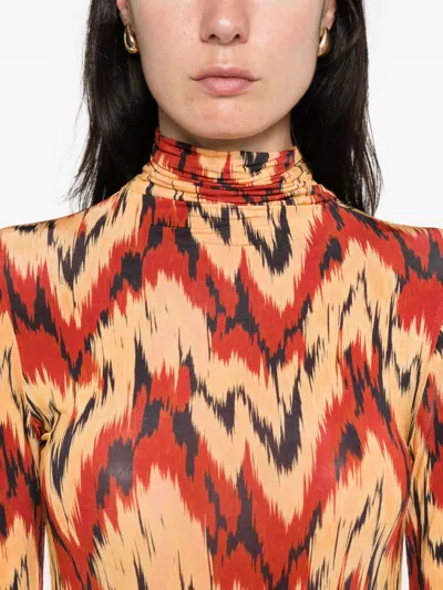 Ulla Johnson Aurelia Geometric Turtleneck Top In Orange