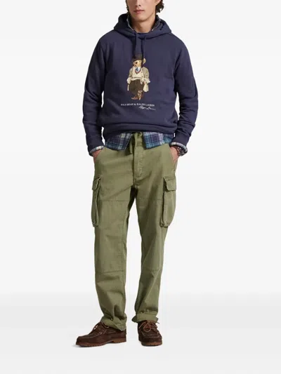 Polo Ralph Lauren Felpa In Misto Cotone Blu  Uomo In Blue