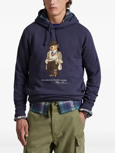 Polo Ralph Lauren Felpa In Misto Cotone Blu  Uomo In Blue