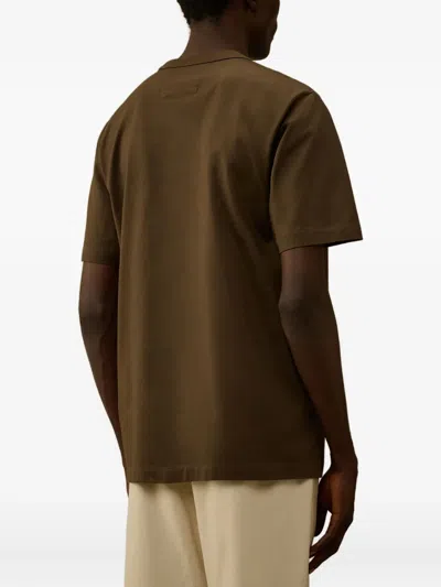 C.p. Company Green Crewneck Graphic T-shirt In Brown