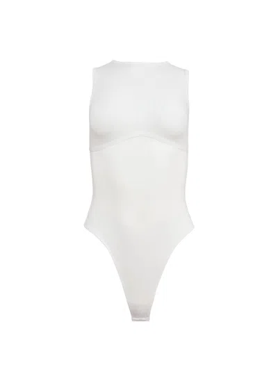 Fleur Du Mal Hourglass Rib Thong Bodysuit Ivory In White