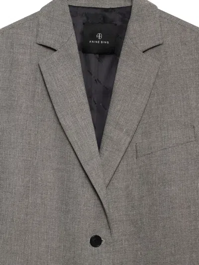 Anine Bing Quinn Herringbone Blazer Front Pockets In Gray